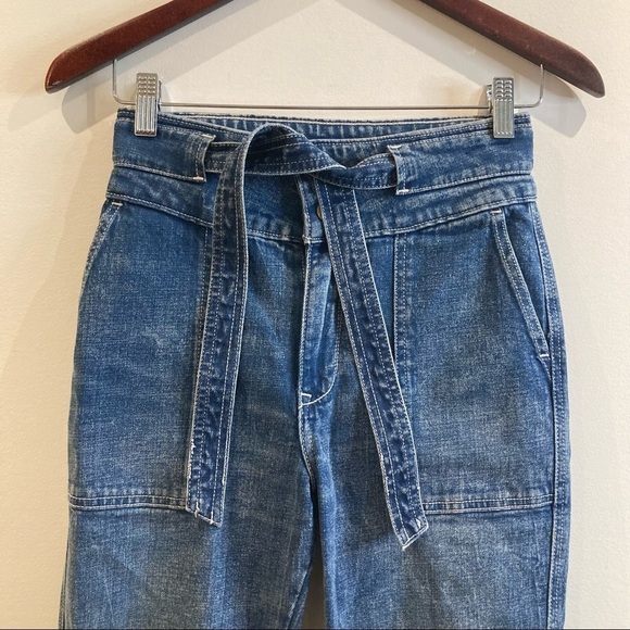 ABERCROMBIE & FITCH Sz 25 Vintage Belted Patch Pockets Y2K Jeans - Picture 2 of 7